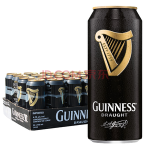 健力士（GUINNESS）黑啤酒 440ml*24听 爱尔兰原装进口黑啤酒 整箱装