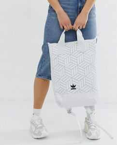 Adidas三叶草3D菱形几何图三宅一生手提包