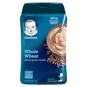 嘉宝(Gerber ) 婴幼儿米粉 宝宝辅食 全麦营养米粉二段(6个月以上） 227g 美国进口