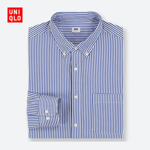 限尺码： UNIQLO 优衣库 416900 男士优质长绒棉条纹衬衫(长袖) 99元包邮