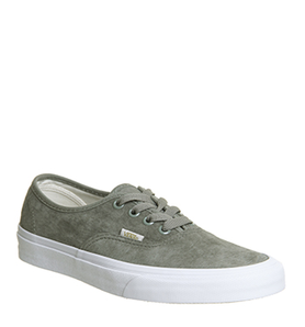 Vans Authentic 绿灰色麂皮女士滑板鞋