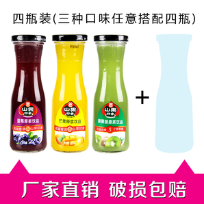 百芝源包邮果汁285ml*4瓶 猕猴桃汁蓝莓汁芒果汁玻璃瓶果汁