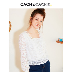 7月19日Cache Cache 捉迷藏 女士蕾丝七分袖T恤
