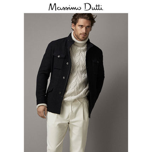 Massimo Dutti 02002203401 男装 修身版口袋装饰羊毛西装外套 690元