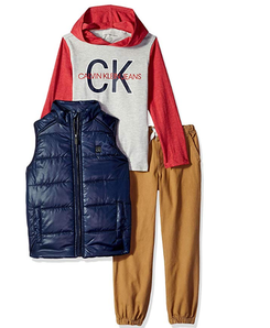 Calvin Klein 男童 3 件套连帽 T 恤  163.23元含税直邮