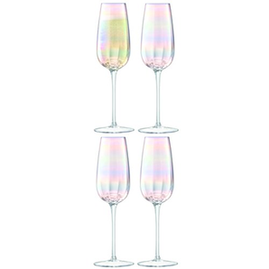 LSA International 玻璃香槟杯 高脚彩虹杯 珍珠母 4件套 250ml 高23cm 宽6cm    含税到手约331元