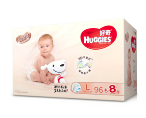 HUGGIES 好奇 铂金装 婴儿纸尿裤 L104片 *3件 412元包邮（需用券，合137.3元/件）