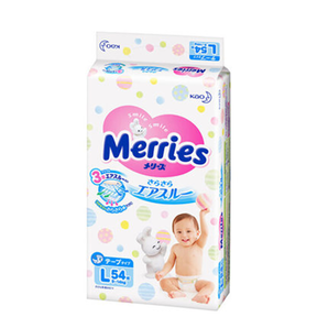 20日：日本花王Merries进口婴儿宝宝纸尿裤尿不湿透气L54 通用