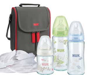  NUK 宽口玻璃奶瓶+妈咪包 8件套装 *2件 296元包邮（合148元/件）