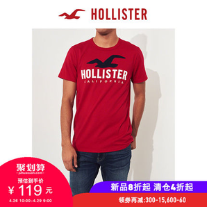 26日10点： HOLLISTER 231704-1 男士LOGO 印花T恤