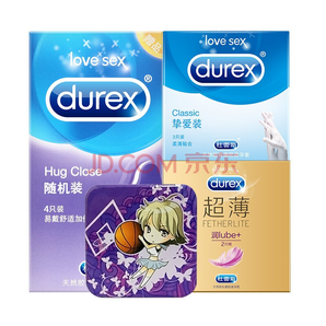 Durex 杜蕾斯  避孕套 安全套 超薄 持久型套 air001  挚爱3+随机4+超薄2+随机空铁盒