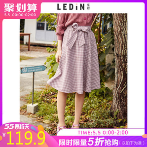 LED'IN 乐町 CWGF81429 女士格纹半身裙 119.9元