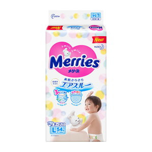 花王 Merries 大号婴儿纸尿裤 L54片 (9-14kg）