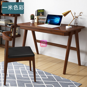 一米色彩 日式小户型实木书桌 0.9米普通单桌胡桃 296元包邮