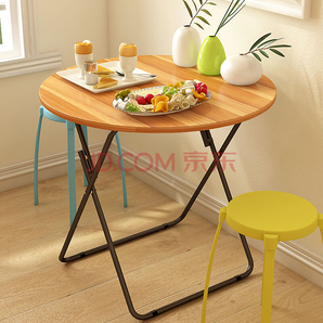 家世比 简易餐桌非折叠桌 木纹色(宽80cm)