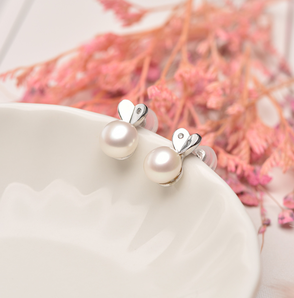 京润珍珠 浪漫爱心系列 银S925淡水珍珠耳钉 129元包邮
