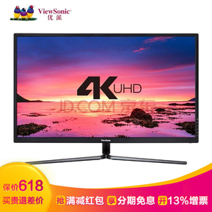 ViewSonic 优派 VX3211-4K-mhd 31.5英寸 VA显示器 (3840×2160、130%sRGB、HDR、Freesync) 1989元包邮（双重优惠）