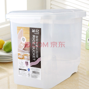 茶花 塑料储米桶 带底滑轮 24斤 (送量杯)