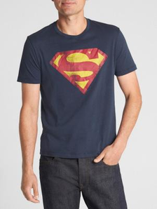 GAP DC™正义者联盟系列 男士超人图案圆领T恤