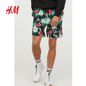 H&M DIVIDED男装沙滩裤 印花短宽松休闲裤  60元