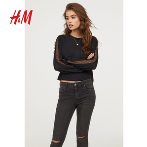 H&M DIVIDED  女款蕾丝拼接针织衫 70元