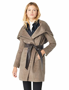 中亚Prime会员、反季特卖： COLE HAAN 可汗 356SW127 女士带腰带不对称羊毛大衣  含税 到手约375元