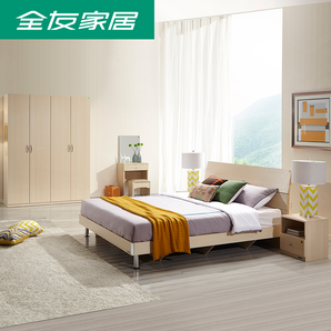 QuanU 全友 106302 现代简约卧室家具组合套装（1.8m床 2个床头柜 床垫） 1499元