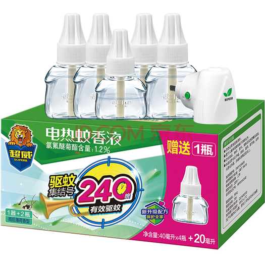 超威雨後薄荷電蚊香液270晚40ml4瓶20ml