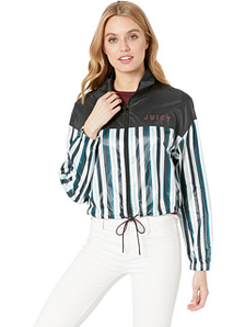 Juicy Couture Shiny Zip-Up Track Pullover 拼接条纹外套