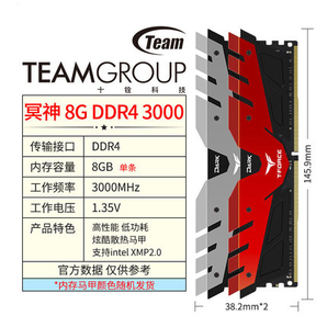 Team 十铨 冥神 DDR4 3000MHz 台式机内存条 8GB