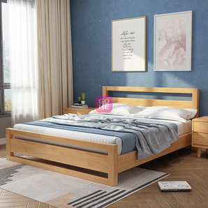一米色彩 双人实木床 原木色标准款 框架结构 1.5米单床 899.6元包邮