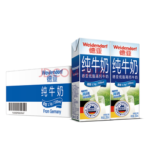 德亚（Weidendorf）原装进口低脂高钙纯牛奶 200ml*30盒