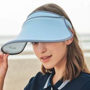 伯希和户外沙滩防晒帽UPF50+女士夏季出游太阳遮阳帽防紫外线空顶帽 若水蓝 均码