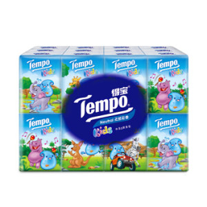 得宝(Tempo) 儿童版迷你纸手帕 4层加厚小包纸巾 7张*24包 天然无香