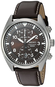 Seiko 男士 SNN241 不锈钢手表带棕色皮革表带 prime会员到手约697.26元