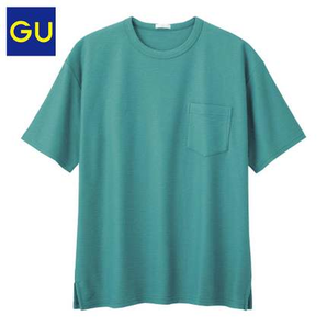 GU男装宽松T恤 纯色舒适基础款口袋上衣