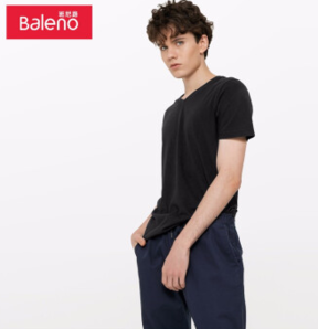 班尼路（Baleno）T恤男 2019年夏季棉质V领短袖  