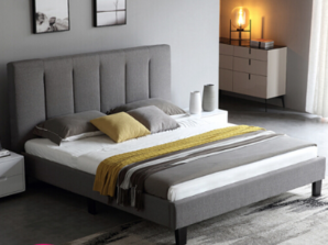 A家家具 床 北欧卧室家具实木脚布艺床 现代简约软靠大床软包双人床 1.8米单床 浅灰色 DA0173 998元