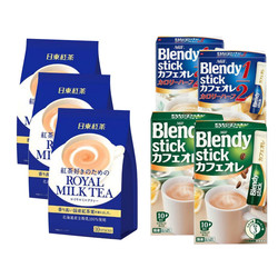 AGF三合一原味牛奶咖啡原味欧蕾2包+微糖牛奶咖啡2包+日东奶茶 原味 3包