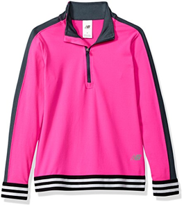 爆料有奖！New Balance 女大童 1/4 拉链套头上衣 亮粉色  到手约57.21元