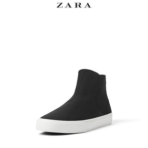 ZARA 12101002040 男鞋 黑色弹力带饰短靴