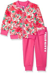 爆料有奖！Hello Kitty 女童 Scuba 针织飞行员夹克裤子套装 粉色 18M码 prime含税到手约83.7元
