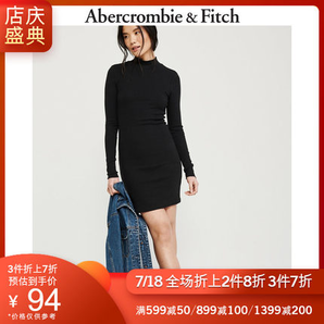 18日0点： Abercrombie & Fitch 253212 女士半高领连衣裙 低至94元