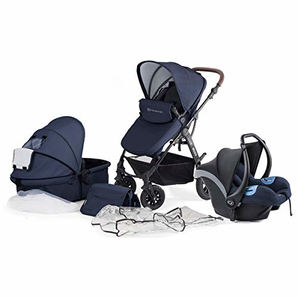 爆料有奖！Kinderkraft Moov 多功能三合一组合婴儿车 带婴儿座椅(最大承重:13kg) 深蓝色