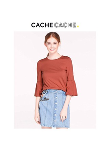 CacheCache春季长袖纯色T恤女