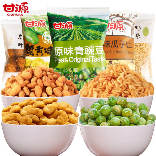 甘源散装瓜子仁炒米花生蚕豆青豌豆小包装多口味可选500g装