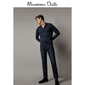 Massimo Dutti 00763153401 男士蓝色POLO衫