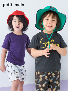 日本超高人气童装品牌，petit main 儿童纯棉短袖T恤*2件