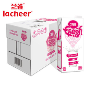 Lacheer 兰雀 唯鲜系列 全脂高钙纯牛奶 1L*12盒 