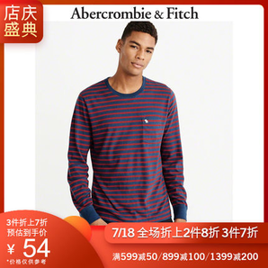 Abercrombie&Fitch男装 潮流长袖条纹 T 恤